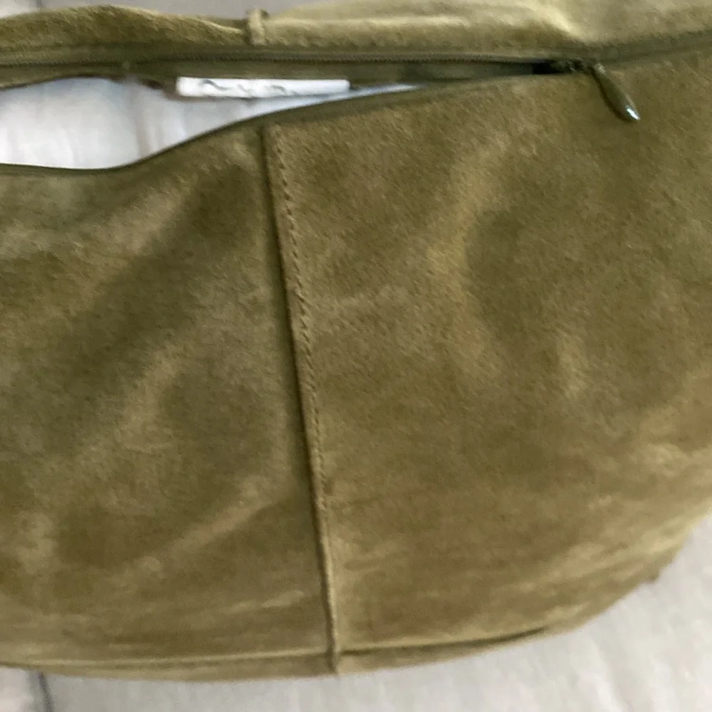 Crate & Barrel accent sofa pillows (2) Dust Suede Spruce green 20” feather fill